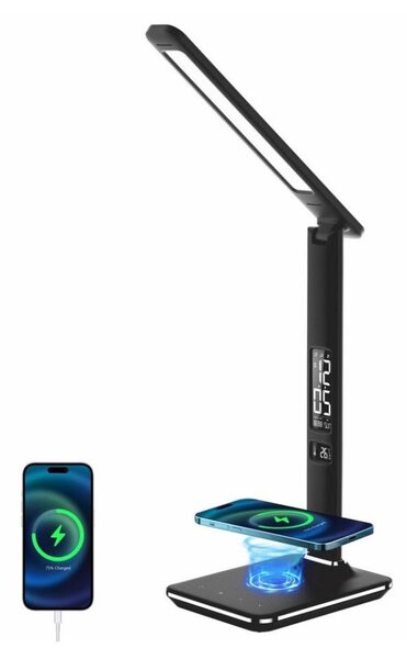 Immax 08965L-LED Prigušiva lampa s bežičnim punjenjem KINGFISHER 8,5W/230V crna