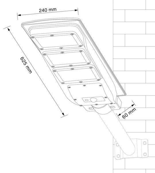 LED Solarna ulična svjetiljka sa senzorom STREET LED/10W/3,2V IP65 + DU