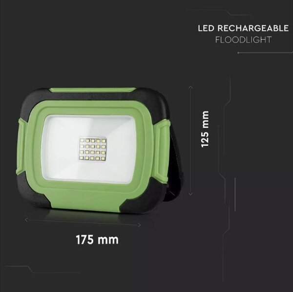 LED Punjivi reflektor SAMSUNG CHIP LED/10W/3,7V IP44 4000K zelena