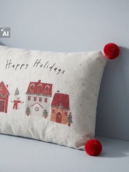 Sinsay - Božićni jastuk s natpisom „Happy Holidays“