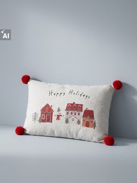 Sinsay - Božićni jastuk s natpisom „Happy Holidays“