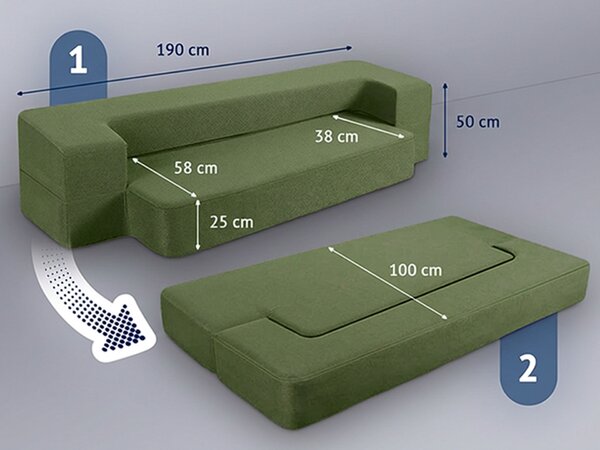 Sklopiva sofa - krevet Dormeo zelena