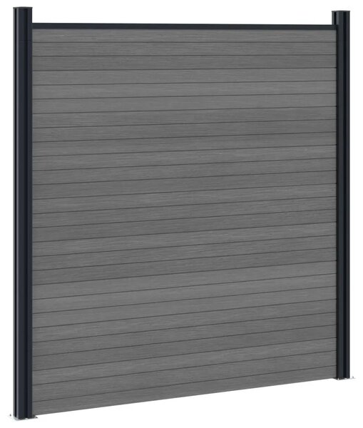 Set ograde 526 x 186 cm WPC i aluminij Siva - Siva 3 dijela (tamnosivi stup)