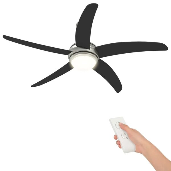 Ventilator za strop s svjetlom i daljinskim upravljačem Crna - Crna 130 cm s 5 oštrica