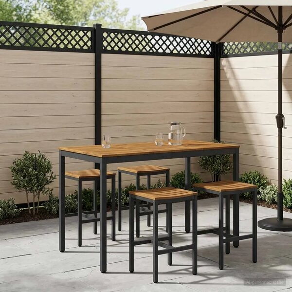 Stol za bar u vrtu Prirodna i crna 141 x 80 5 x 105 cm - Prirodna i crna 141 x 80 5 x 105 cm
