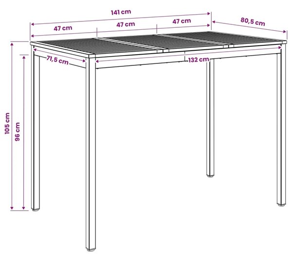 Stol za bar u vrtu Prirodna i crna 141 x 80 5 x 105 cm - Prirodna i crna 141 x 80 5 x 105 cm