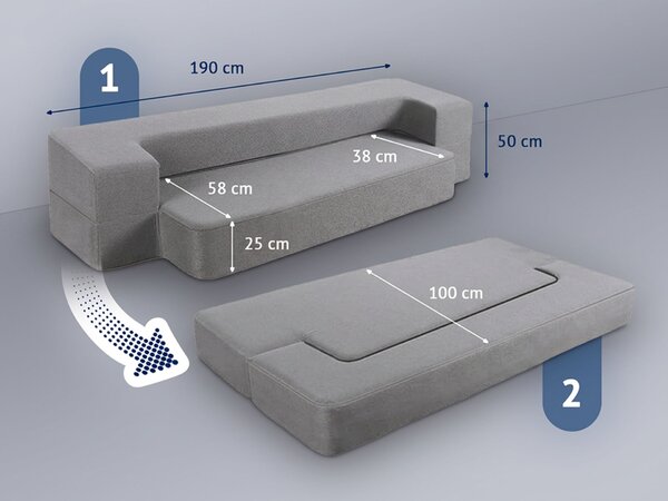 Sklopiva sofa - krevet Dormeo svijetlosiva