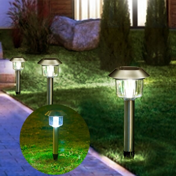 Aigostar - LED Solarna lampa LED/0,08W/2V 36,6 cm 6500K IP44 krom