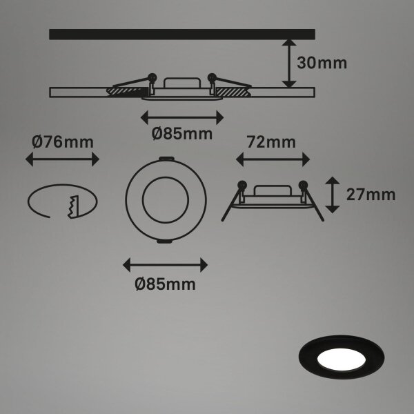 Briloner 7103-435 - SET 3x LED Ugradbena svjetiljka za kupaonicu LED/5W/230V IP44