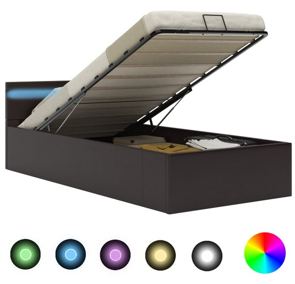 VidaXL Hidraulični okvir za krevet od umjetne kože LED sivi 90x200 cm