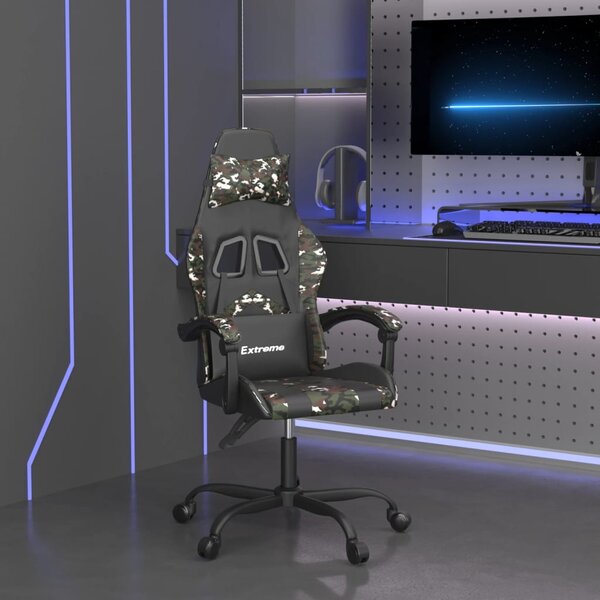 VidaXL Okretna igraća stolica crno-maskirna od umjetne kože