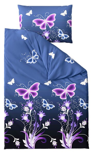 Posteljina od mikrovlakana VIOLET BUTTERFLY tamno plava Dimenzije posteljine: 70 x 90 cm | 140 x 200 cm