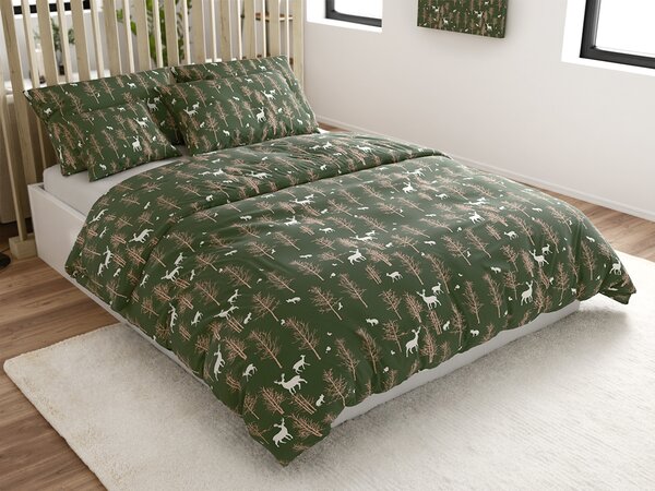Posteljina od mikrovlakana OAK DEER tamno zelena Dimenzije posteljine: 70 x 90 cm | 140 x 220 cm