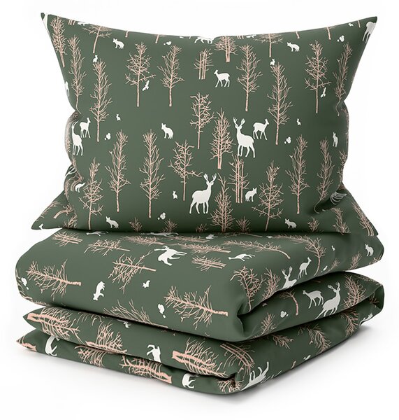 Posteljina od mikrovlakana OAK DEER tamno zelena Dimenzije posteljine: 70 x 90 cm | 140 x 220 cm