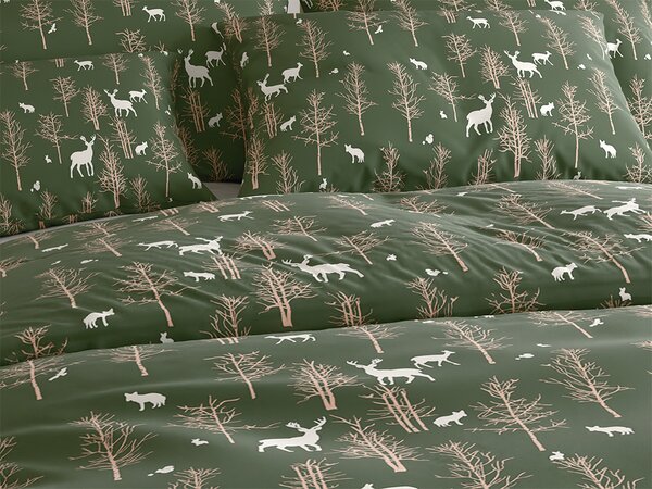 Posteljina od mikrovlakana OAK DEER tamno zelena Dimenzije posteljine: 70 x 90 cm | 140 x 220 cm