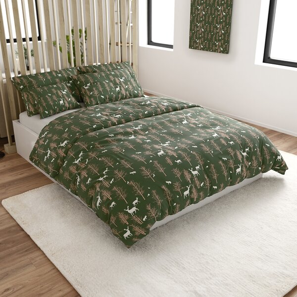 Posteljina od mikrovlakana OAK DEER tamno zelena Dimenzije posteljine: 70 x 90 cm | 140 x 220 cm