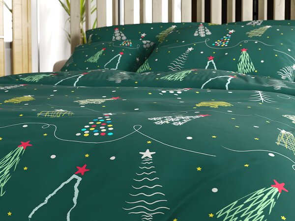 Posteljina od mikrovlakana CHRISTMAS DRIFT zelena Dimenzije posteljine: 2 kom 70 x 90 cm | 200 x 220 cm