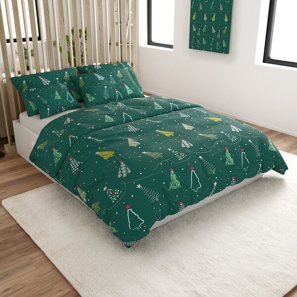 Posteljina od mikrovlakana CHRISTMAS DRIFT zelena Dimenzije posteljine: 2 kom 70 x 90 cm | 200 x 220 cm