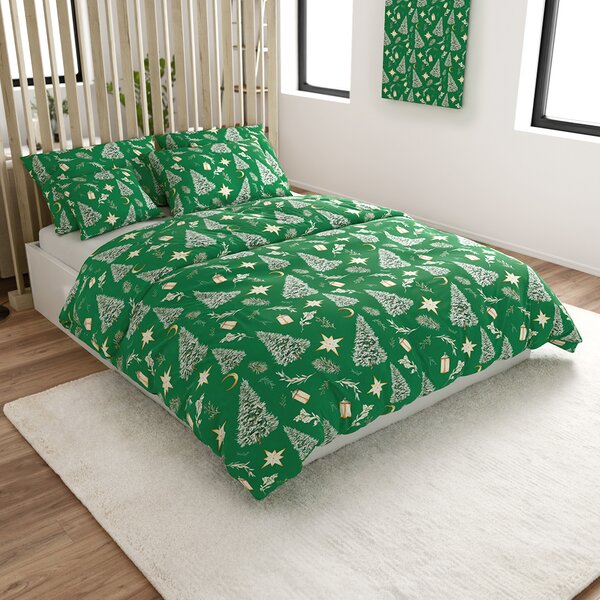 Posteljina od mikrovlakana GREEN CHRISTMAS zelena Dimenzije posteljine: 70 x 90 cm | 140 x 200 cm