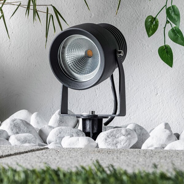 Lucande LED vanjski reflektor Irina, set od 3 komada, uzemljeni šiljak, utikač, sivi, Sivo, Metal