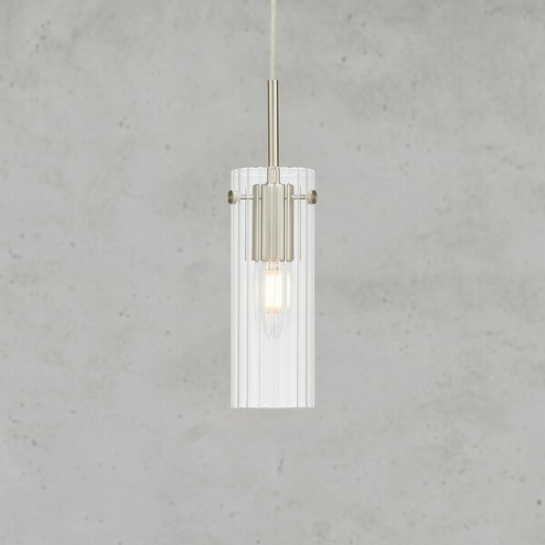 Markslöjd Viseća lampa Tibia, utikač, prozirna/boja nikla, Ø 7 cm, Providna, Dnevni boravak/blagovaonica, Staklo