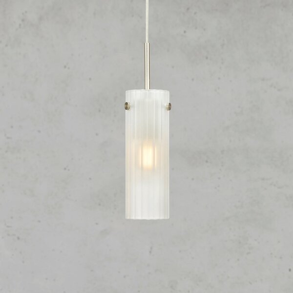 Markslöjd Viseća lampa Tibia, utikač, bijela/boja nikla, Ø 7 cm, Bijela, Dnevni boravak/blagovaonica, Staklo