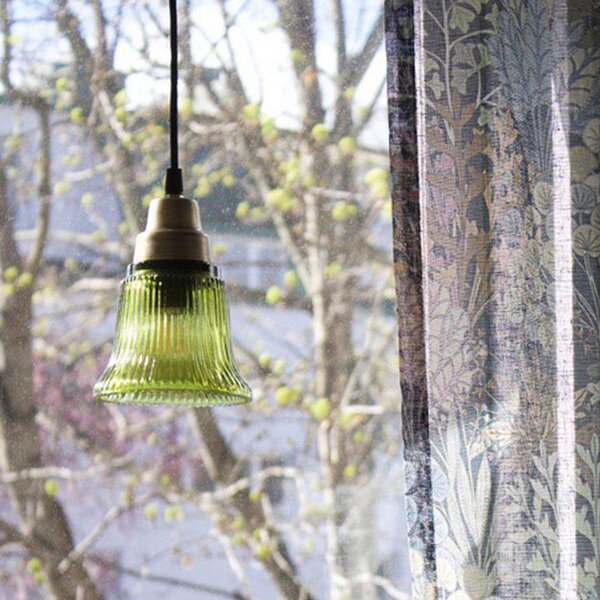 PR Home Emmi viseća lampa, zelena/mesing, staklo, utikač, E27, Zelena, Dnevni boravak/blagovaonica, Staklo