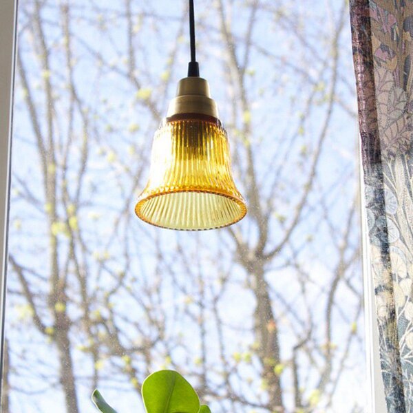 PR Home Emmi viseća lampa, jantarna/mesingana, staklo, utikač, E27, Naranča, Dnevni boravak/blagovaonica, Staklo