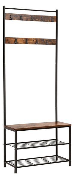 Metalna zidna vješalica za predsoblje TAYLOR 72x175 cm, crna/rustikalno smeđa