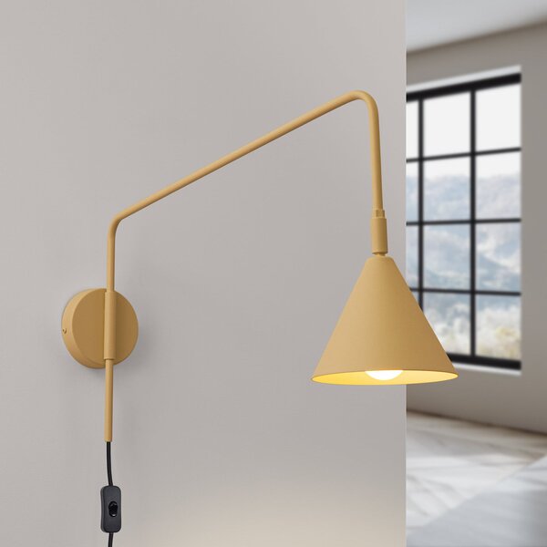 SOLLUX LIGHTING LYS zidna svjetiljka, zlatne boje, Ø 14 cm, metal, utikač, E14, Zlato / mjed, Dnevni boravak/blagovaonica, Metal, Zid okrugli