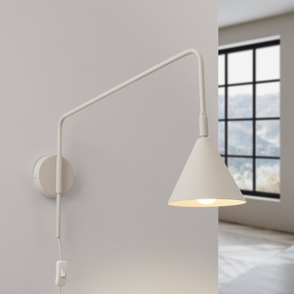 SOLLUX LIGHTING LYS zidna svjetiljka, bež, Ø 14 cm, metal, utikač, E14, Bež, Dnevni boravak/blagovaonica, Metal, Zid okrugli