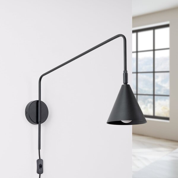 SOLLUX LIGHTING LYS zidna svjetiljka, crna, Ø 14 cm, metalna, utikač, E14, Crno, Dnevni boravak/blagovaonica, Metal, Zid okrugli