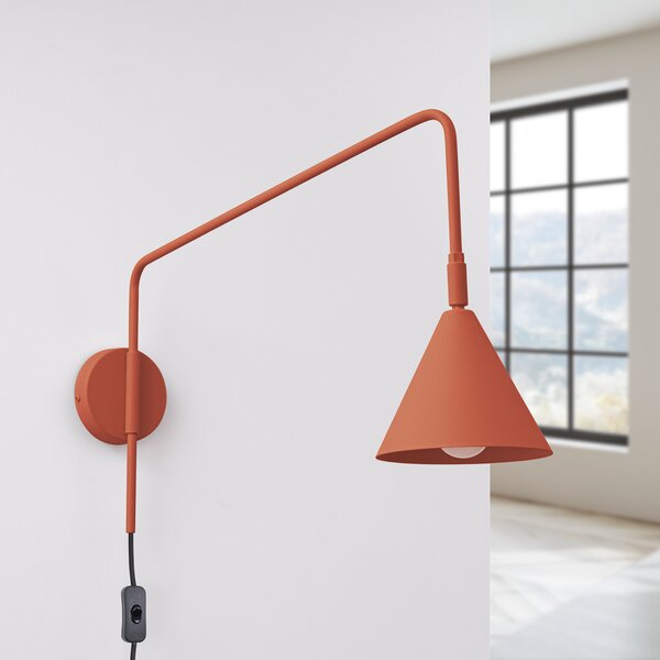SOLLUX LIGHTING Zidna svjetiljka LYS, oker, Ø 14 cm, metal, utikač, E14, Smeđa / hrđa, Dnevni boravak/blagovaonica, Metal, Zid okrugli