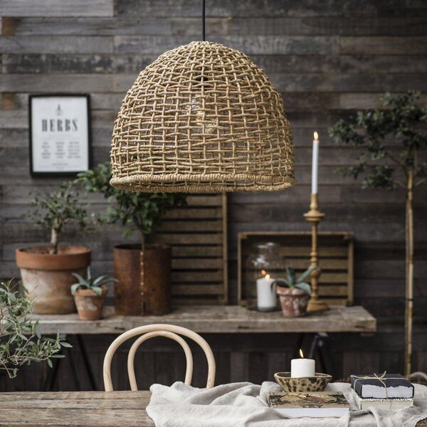 PR Home Viseća vanjska svjetiljka Cebu, Lampakanay, Ø 57 cm, utikač, IP44, Drvo, Drvo