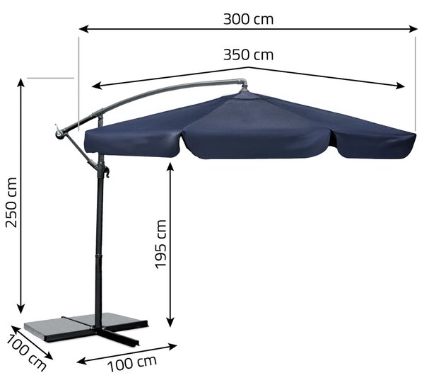 Vrtni suncobran 8 segmenata 350 cm s navlakom - Plonos PL-881