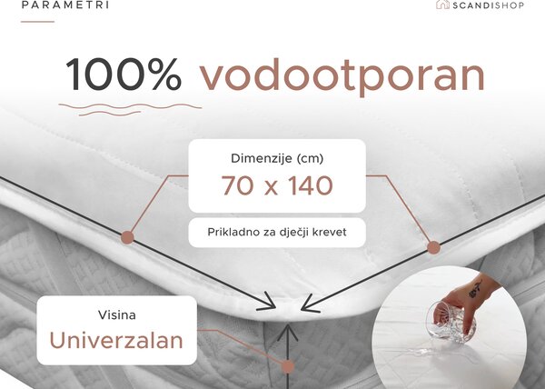 Vodootporan štitnik madraca PROŠIVEN za krevetic 70 x 140 cm