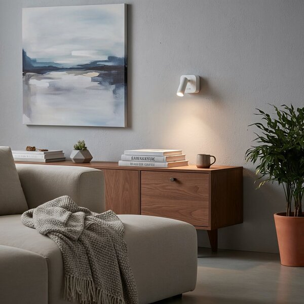 IDEAL LUX Ideal Lux LED zidni reflektor Bean, bijela, širina 7 cm, metal, Bijela, Dnevni boravak/blagovaonica, Metal