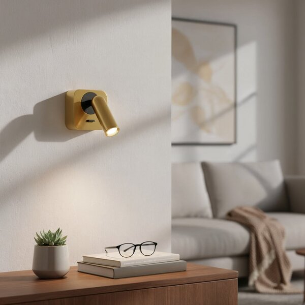 IDEAL LUX Ideal Lux LED zidni reflektor Bean, boje mesinga, širine 7 cm, Zlato / mjed, Dnevni boravak/blagovaonica, Metal