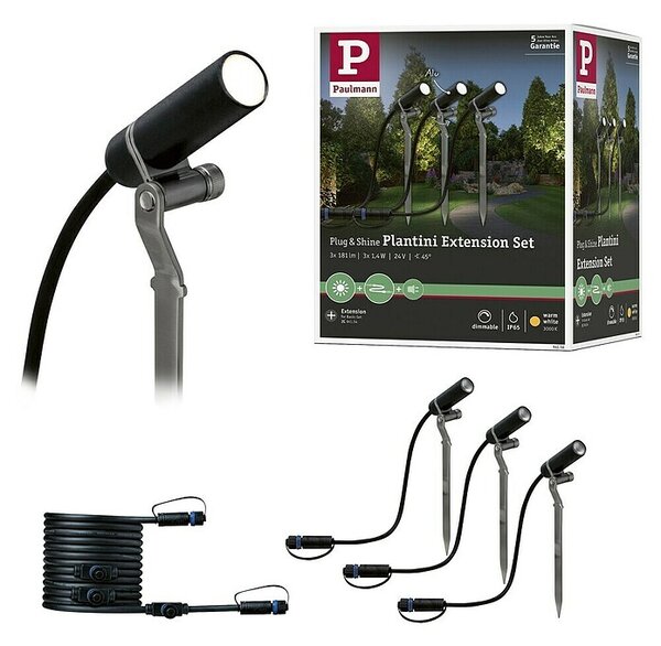 Paulmann Plug & Shine Set vrtnih LED spot svjetala Plantini (2 W, Utikač sa zaštitnim kontaktom IP44, IP44)