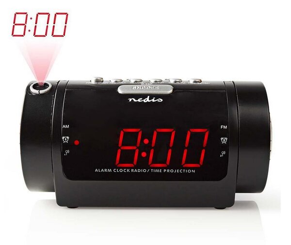 Nedis CLAR005BK - Radio budilica s LED zaslonom i projektorom 230V