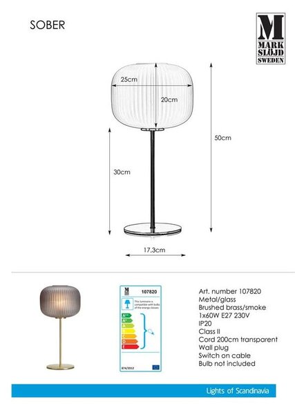 Markslöjd Sober Smoke stolna lampa