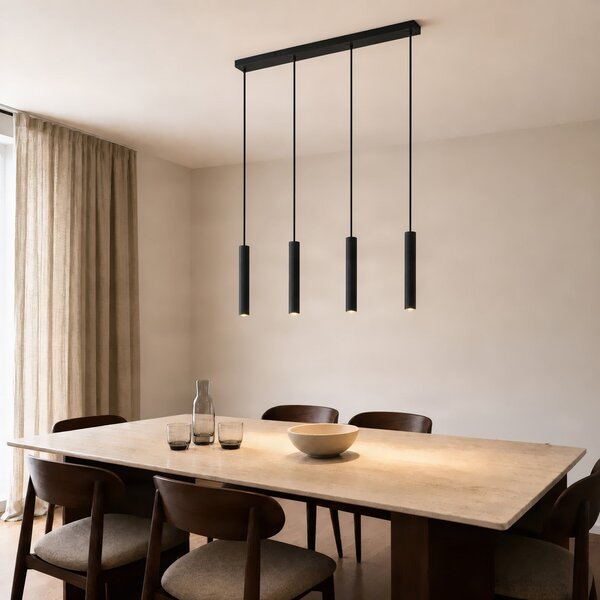 Lindby Kardis viseća lampa, 4 svjetla, antracit, duljina 70 cm, prigušiva, Crno, Dnevni boravak/blagovaonica, Metal