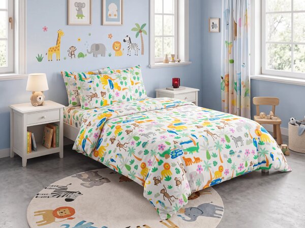 Dječja pamučna posteljina JUNGLE DREAM šarena, 100% pamuk Dimenzije posteljine: 70 x 90 cm | 140 x 200 cm