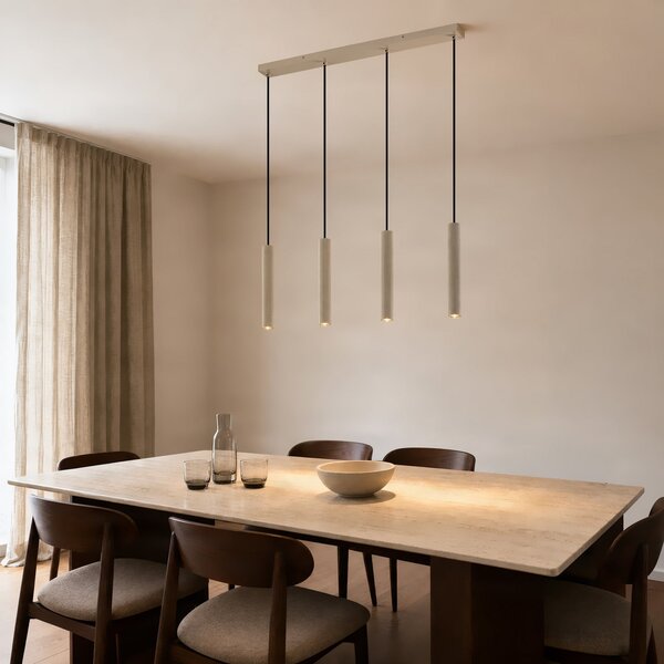 Lindby Kardis viseća lampa, 4 žarulje, bež, duljina 70 cm, prigušiva, Bež, Dnevni boravak/blagovaonica, Metal