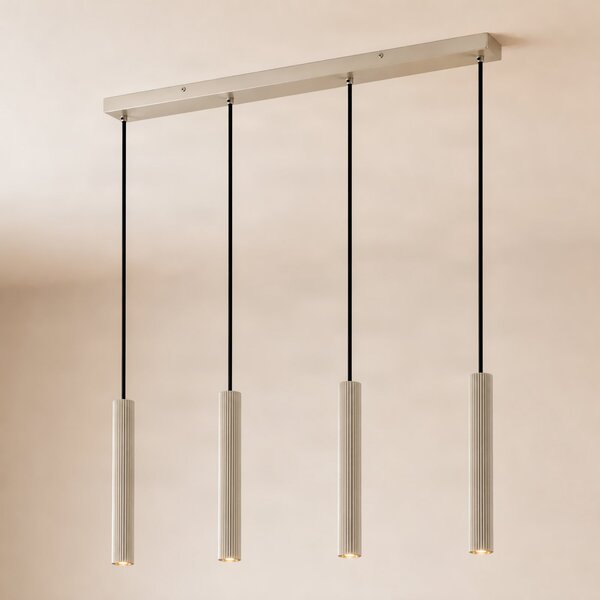 Lindby Kardis viseća lampa, 4 žarulje, bež, duljina 70 cm, prigušiva, Bež, Dnevni boravak/blagovaonica, Metal