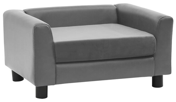 VidaXL Sofa za pse siva 60 x 43 x 30 cm od pliša i umjetne kože