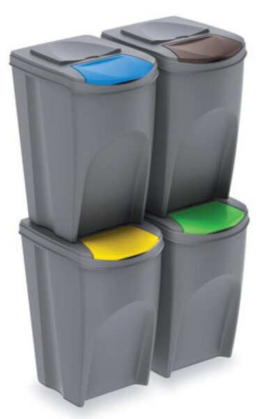 4x 35L košara za odvajanje otpada siva
