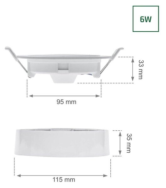 2v1 6w led panel nadometni ali vgradni 4000k 580lm akcija