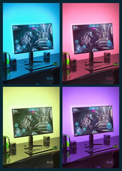 Baseus set usb led trak rgb 1,5m črn + daljinski upravljalnik - baseus