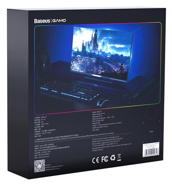 Baseus set usb led trak rgb 1,5m črn + daljinski upravljalnik - baseus